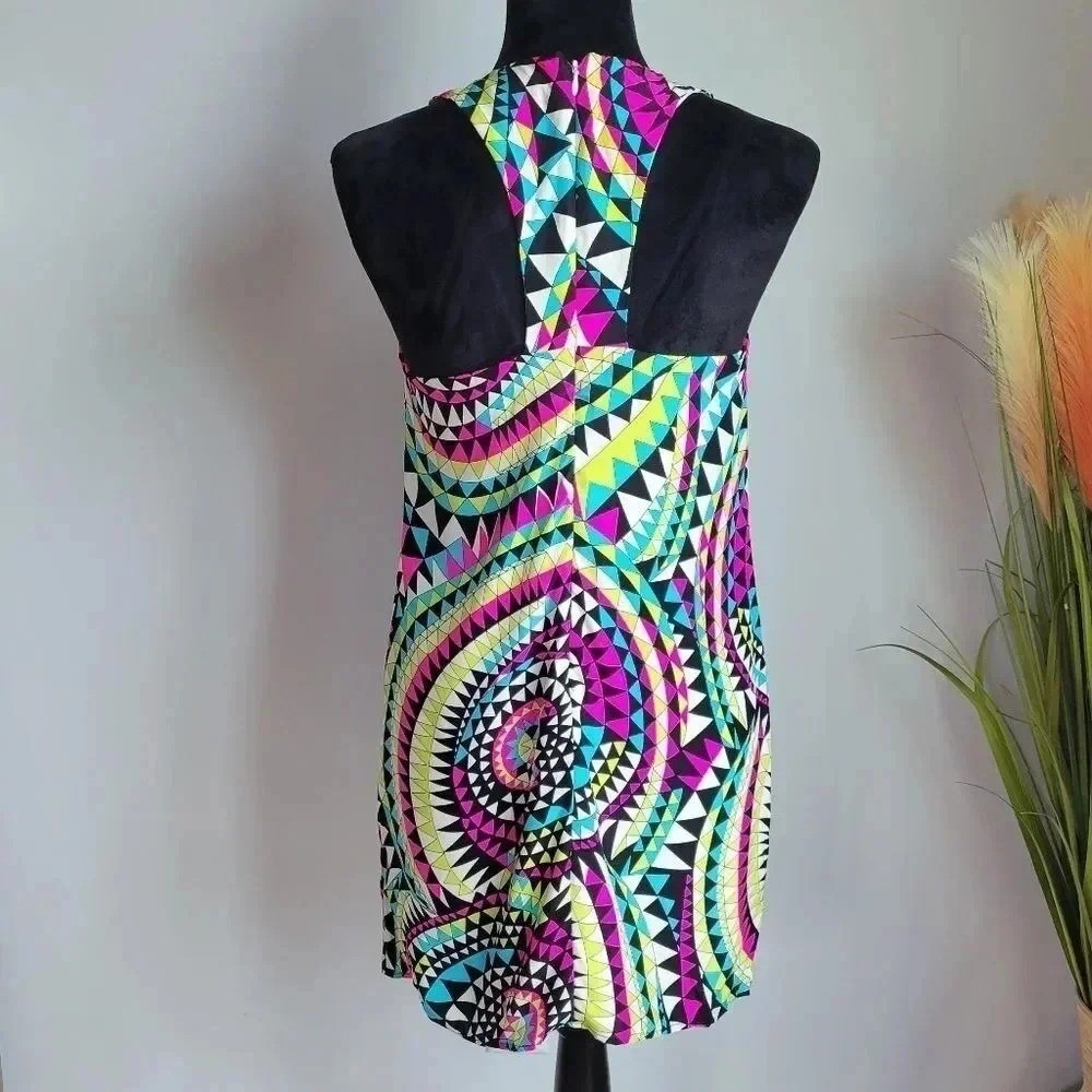 Alice & Trixie Jodi Silk Colorful Halter Neck Shift Sun Dress Size XS 2 Mod - Picture 5 of 9